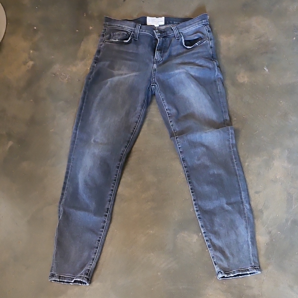 Current/Elliott Size 26 High Waist Stiletto Everett Black Distress Jeans